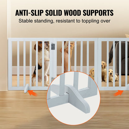 Foldable Pet Gate with 3 Panels, 0.6m H x 1.5m W, Indoor Use, White