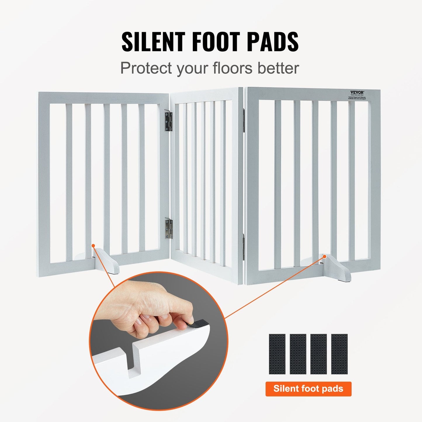 Foldable Pet Gate with 3 Panels, 0.6m H x 1.5m W, Indoor Use, White