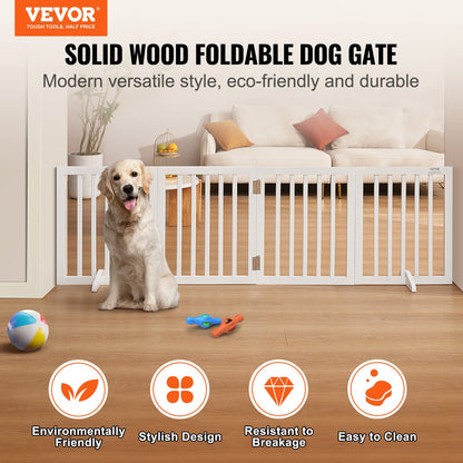 VEVOR Free Standing Dog Gate, 24" H x 80.3" W Freestanding Pet Gate, 4 Panels Foldable