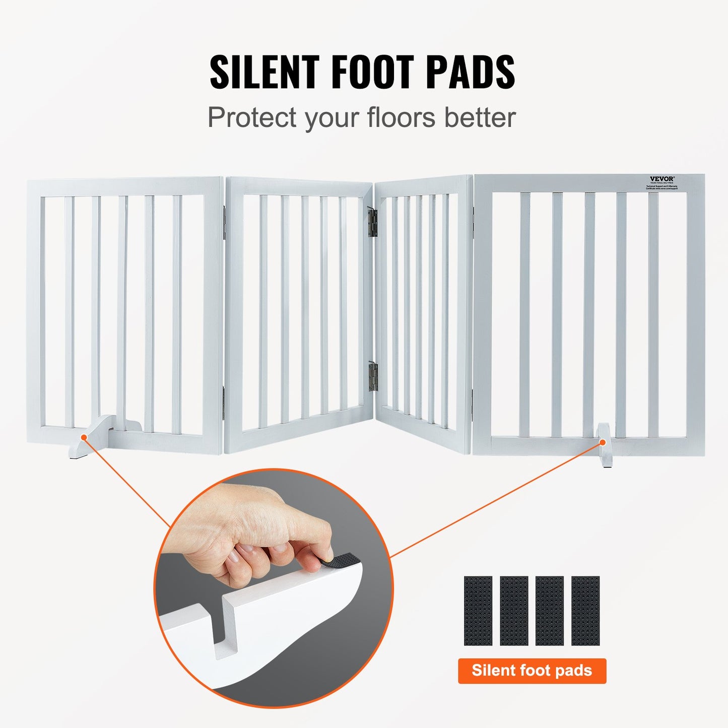 VEVOR Free Standing Dog Gate, 24" H x 80.3" W Freestanding Pet Gate, 4 Panels Foldable