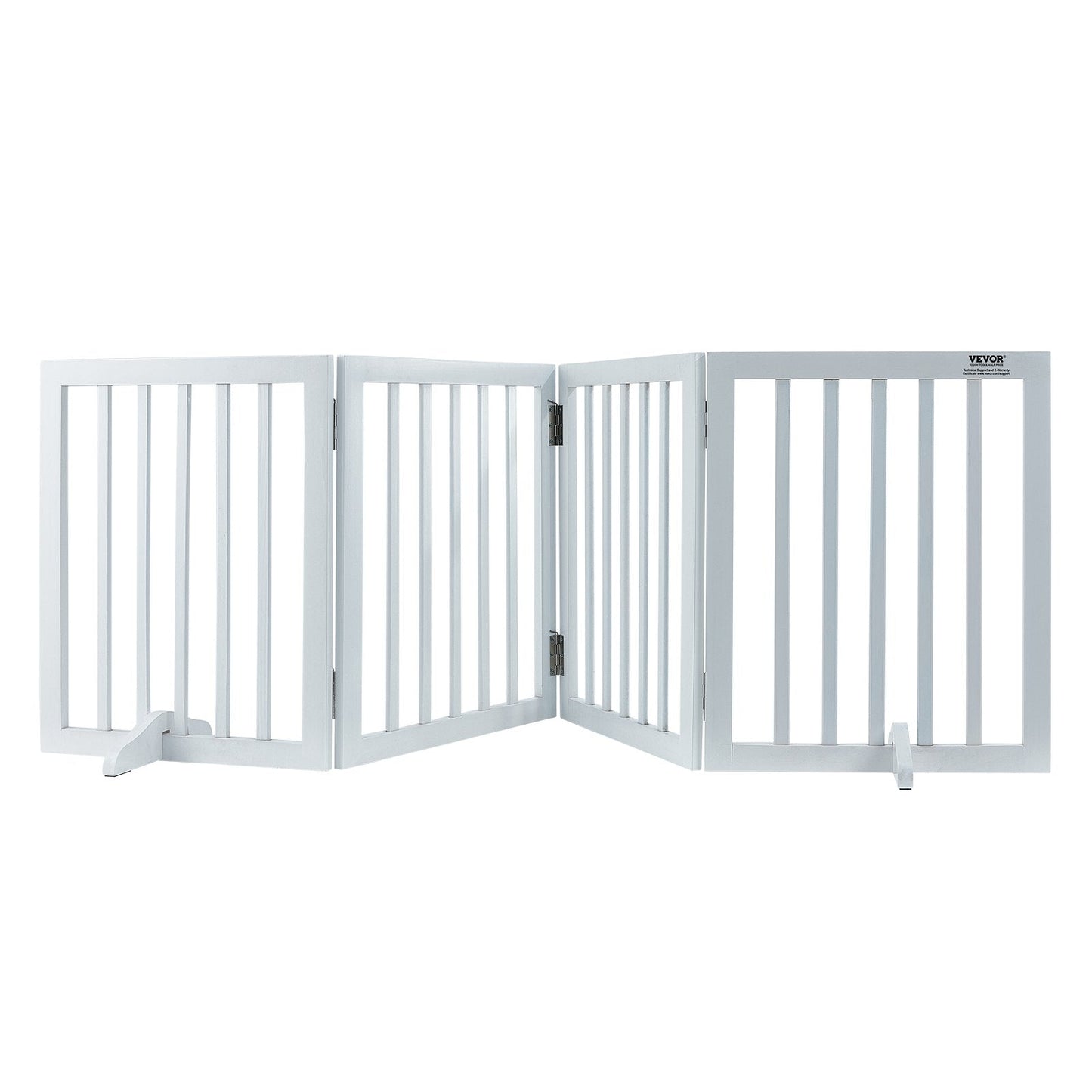 Freestanding 4-Panel Pet Gate, 0.61m H x 2.04m W, Foldable Indoor Barrier, White