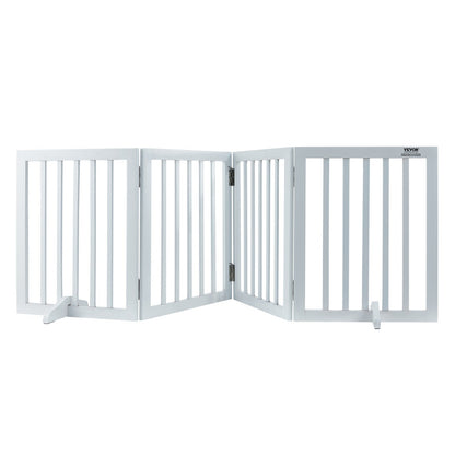 Freestanding 4-Panel Pet Gate, 0.61m H x 2.04m W, Foldable Indoor Barrier, White