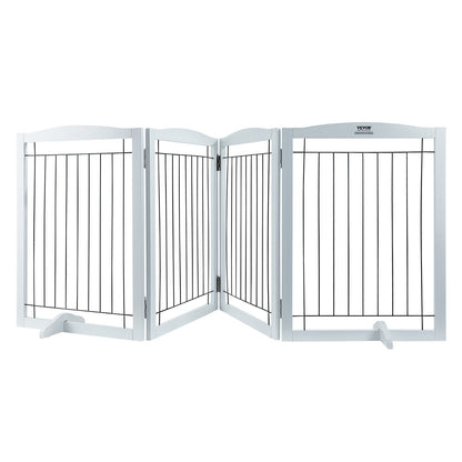 VEVOR Free Standing Dog Gate, 32" H x 96.5" W Freestanding Pet Gate, 4 Panels Foldable