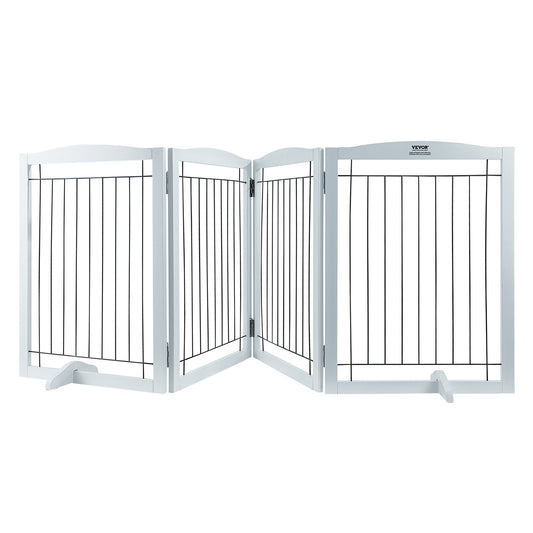 VEVOR Free Standing Dog Gate, 32" H x 96.5" W Freestanding Pet Gate, 4 Panels Foldable