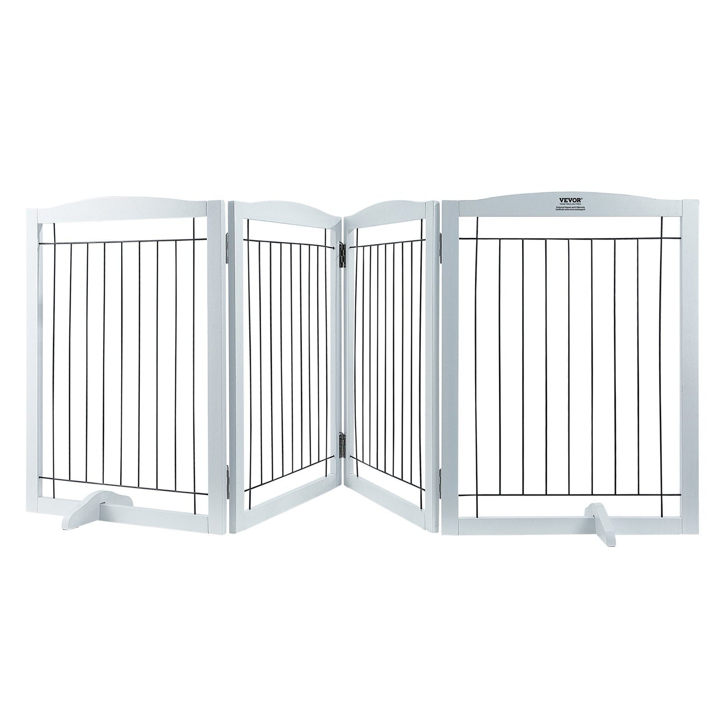 Freestanding Pet Gate, 0.81m H x 2.45m W, 4 Foldable Panels, Indoor Use, White