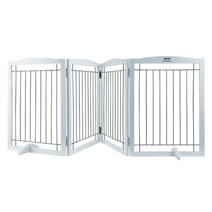 Freestanding Pet Gate, 0.81m H x 2.45m W, 4 Foldable Panels, Indoor Use, White