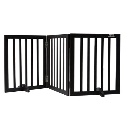 VEVOR Free Standing Dog Gate 24x60 inch Freestanding Pet Gate Foldable Brown