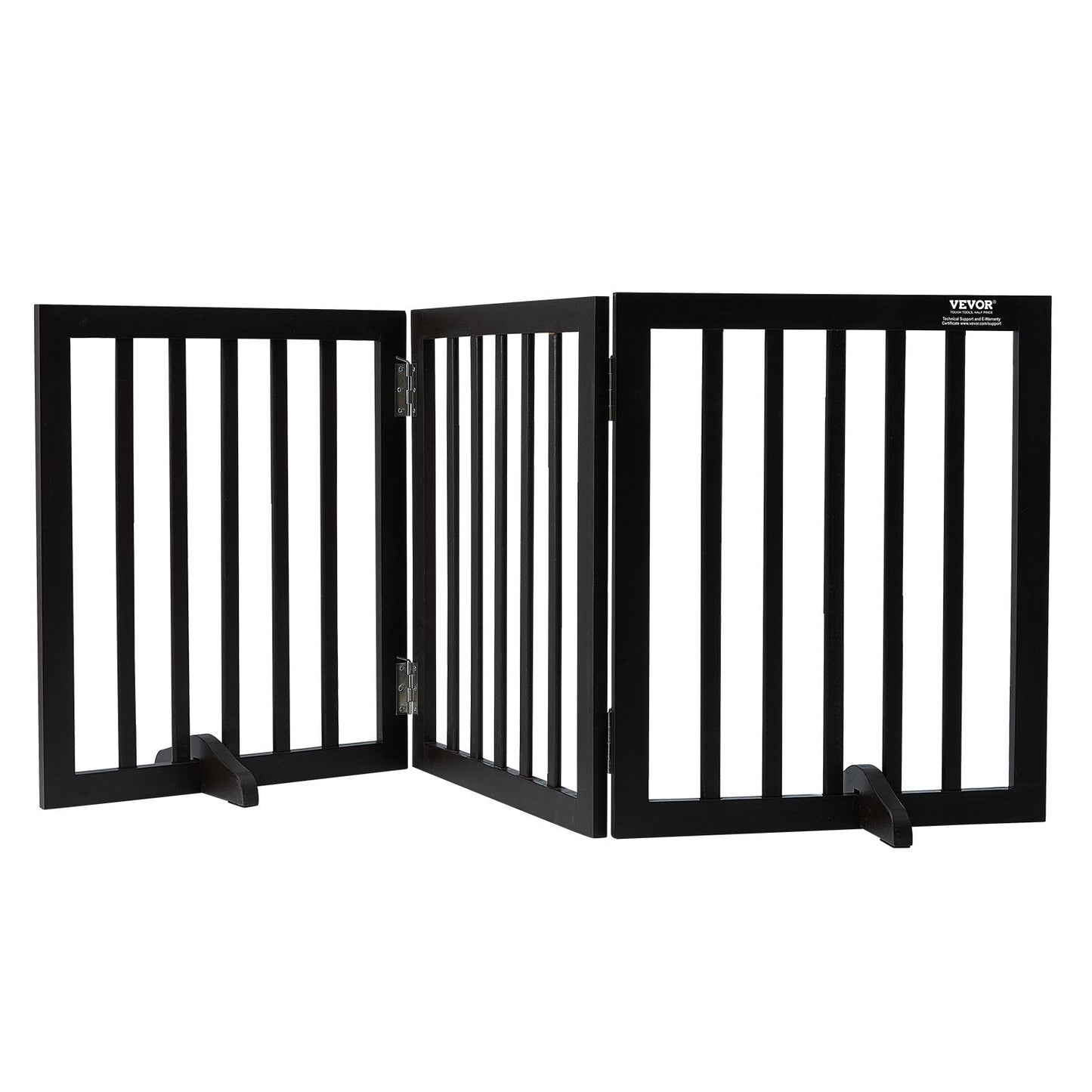 Foldable Freestanding Pet Gate, 0.6x1.5m, Brown, Modern Design, Easy Setup