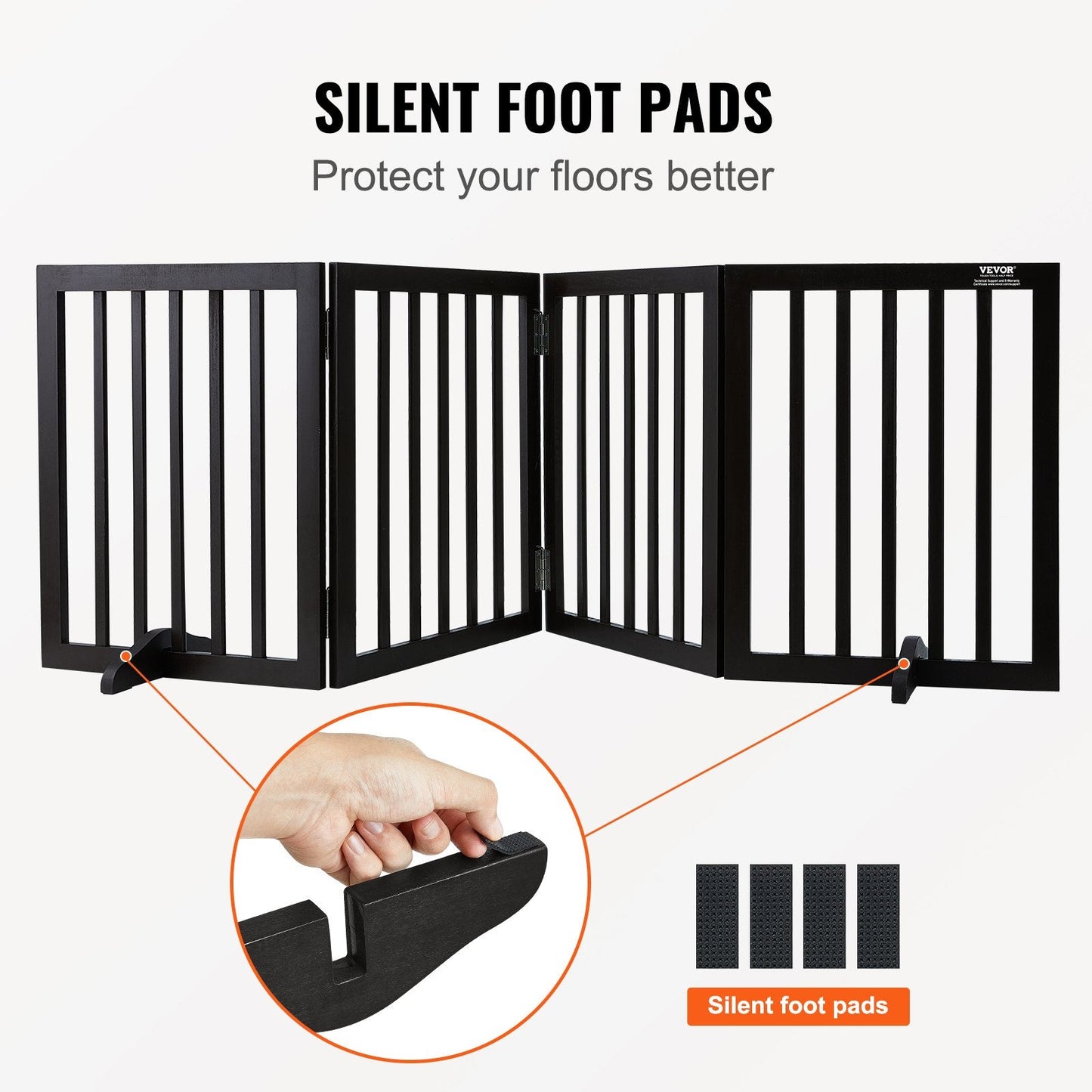 Freestanding Foldable Pet Gate, Brown, 0.6 x 2.04 m, Easy Assembly, Waterproof