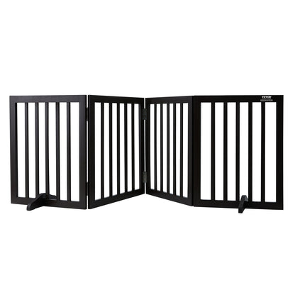 VEVOR Free Standing Dog Gate 24x80.3 inch Freestanding Pet Gate Foldable Brown
