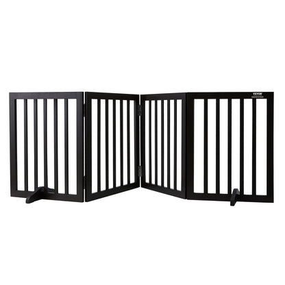 Freestanding Foldable Pet Gate, Brown, 0.6 x 2.04 m, Easy Assembly, Waterproof