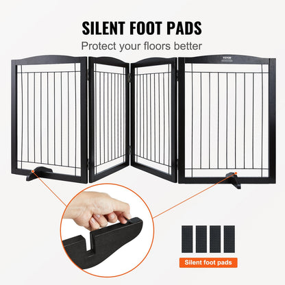 Foldable Brown Pet Gate - 2.45m Freestanding Design, Easy Assembly, Waterproof