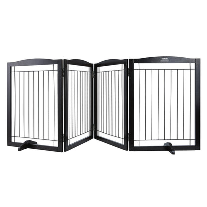 Foldable Brown Pet Gate - 2.45m Freestanding Design, Easy Assembly, Waterproof