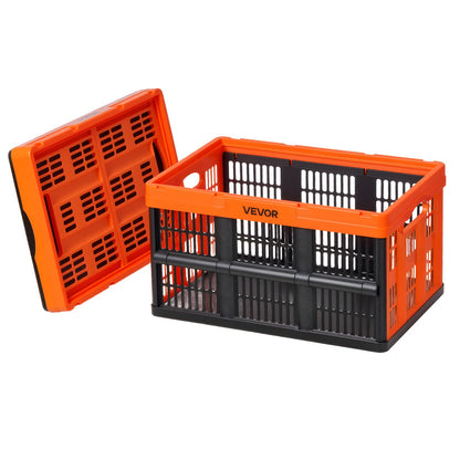 Plastic Collapsible Storage Bins, 45L 6 Packs, Stackable Folding Storage Crates with Handles, Holds 15 kg Per Bin, Foldable Heavy Duty Containers, Space-Saving Baskets, for Home Organizing