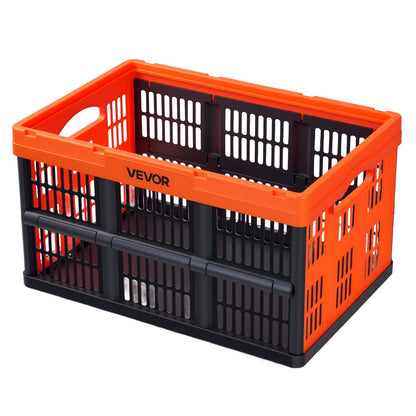 Plastic Collapsible Storage Bins, 45L 6 Packs, Stackable Folding Storage Crates with Handles, Holds 15 kg Per Bin, Foldable Heavy Duty Containers, Space-Saving Baskets, for Home Organizing