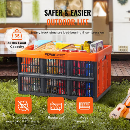 VEVOR Plastic Collapsible Storage Basket, 45L 3 Packs, Folding Stackable Storage