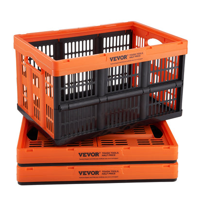 VEVOR Plastic Collapsible Storage Basket, 45L 3 Packs, Folding Stackable Storage