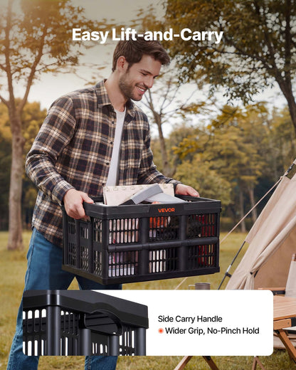Plastic Collapsible Storage Bins, 45L 3 Packs, Stackable Folding Storage Crates with Handles, Holds 15 kg Per Bin, Foldable Heavy Duty Containers, Space-Saving Baskets, for Home Organizing