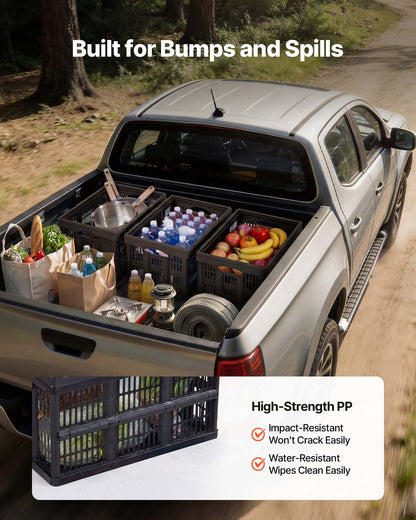 Plastic Collapsible Storage Bins, 45L 3 Packs, Stackable Folding Storage Crates with Handles, Holds 15 kg Per Bin, Foldable Heavy Duty Containers, Space-Saving Baskets, for Home Organizing