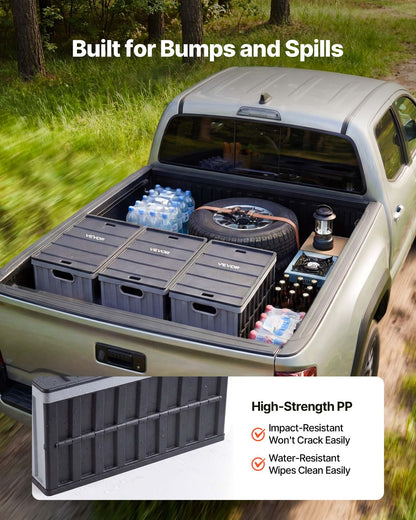 Plastic Collapsible Storage Bins with Lids, 65L 3 Packs, Stackable Folding Storage Crates with Handles, Holds 38 kg Per Bin, Heavy Duty Containers, Space-Saving Baskets, for Home Organizing