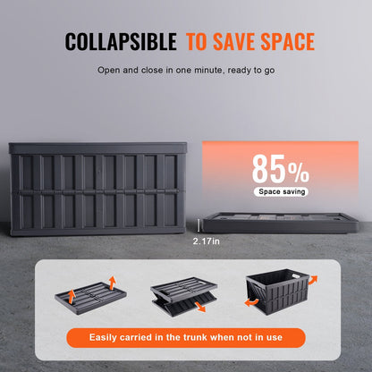 Collapsible 65L Storage Bins with Lids - 3 Pack, Durable Plastic Crates