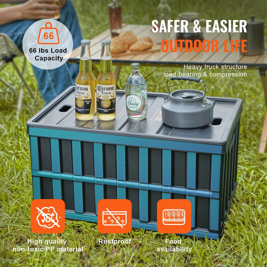 Collapsible 65L Storage Bins with Lids - 3 Pack, Durable Plastic Crates