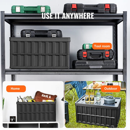Collapsible 65L Storage Bins with Lids - 3 Pack, Durable Plastic Crates
