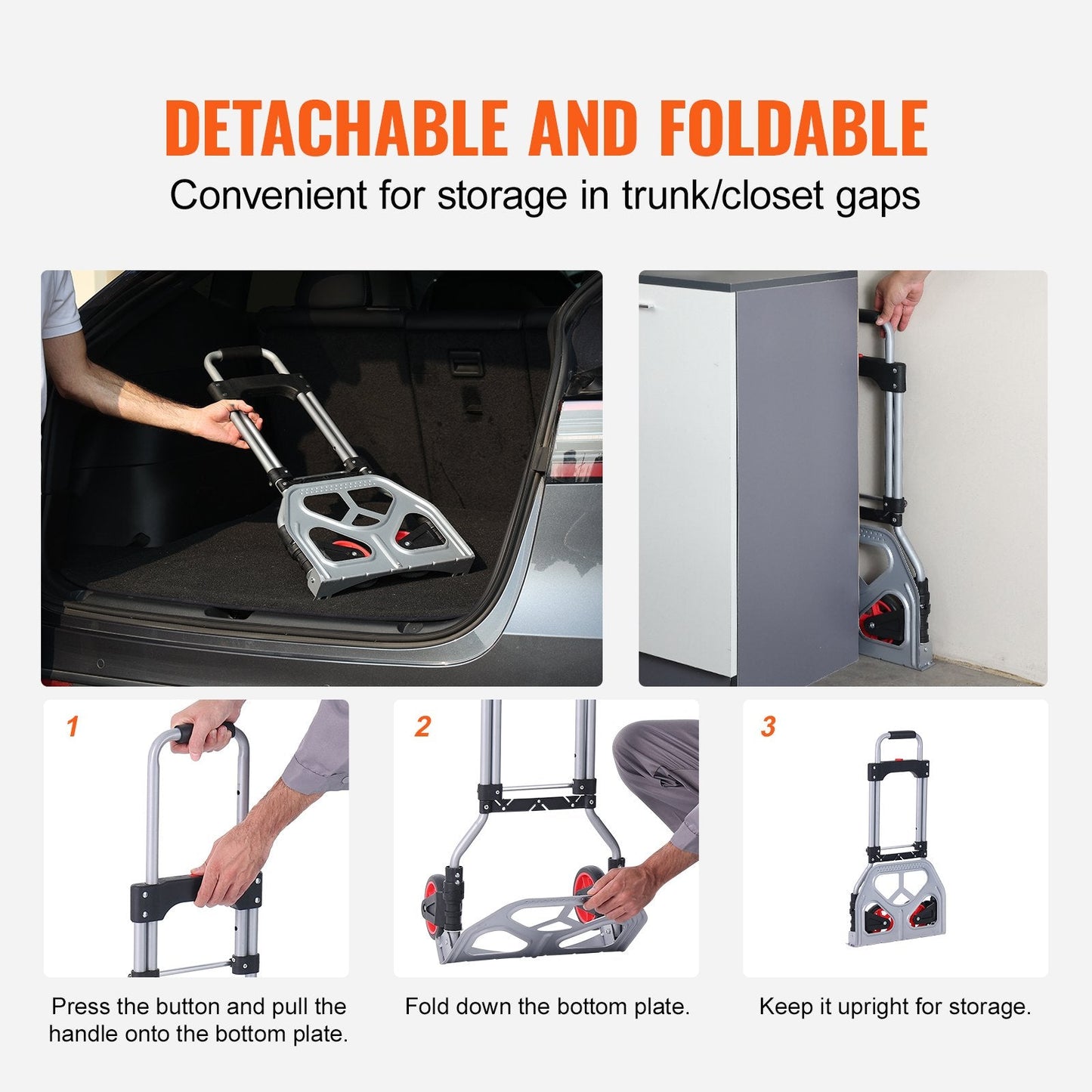 Portable Aluminum Folding Hand Truck, 80 kg Capacity, Convertible & Lightweight
