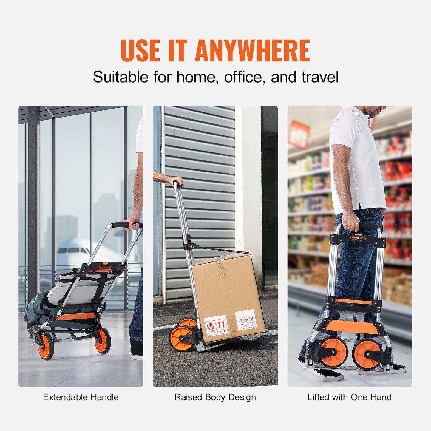 Convertible Aluminum Hand Truck, 125kg Capacity, Lightweight & Portable