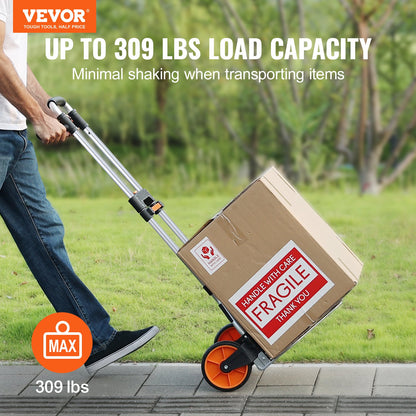 VEVOR Folding Hand Truck, 140 kg Load Capacity, Aluminum Portable Cart, Convertible
