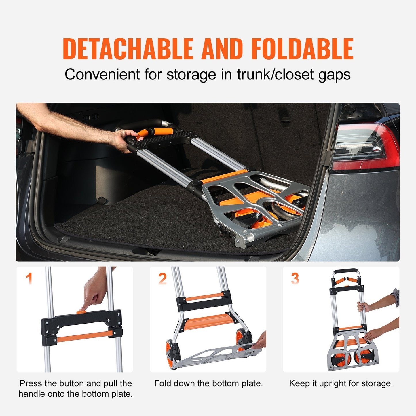 Aluminum Convertible Hand Truck, 140 kg Capacity, Portable & Lightweight