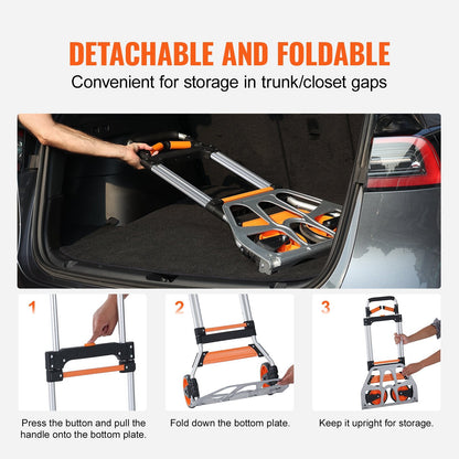 Aluminum Convertible Hand Truck, 140 kg Capacity, Portable & Lightweight