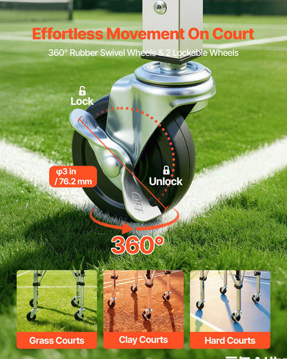 Tennis Ball Hopper, Holds 200 Tennis Balls, Foldable Pickleball Basket Cart with Wheels for Easy Pick Up, Stainless Steel Portable Pickleball Cart Caddy with Storage Bag, for Training Teaching
