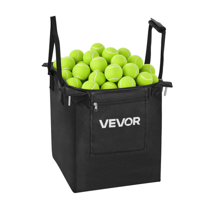 Tennis Ball Hopper, Holds 200 Tennis Balls, Foldable Pickleball Basket Cart with Wheels for Easy Pick Up, Stainless Steel Portable Pickleball Cart Caddy with Storage Bag, for Training Teaching
