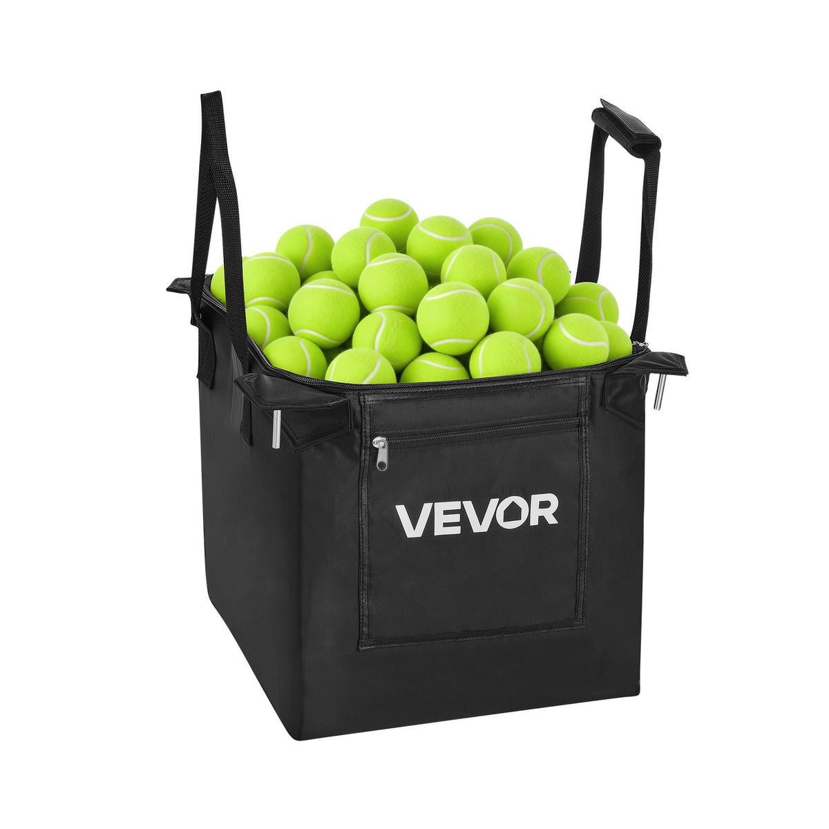 Tennis Ball Hopper, Holds 150 Tennis Balls, Foldable Pickleball Basket Cart with Wheels for Easy Pick Up, Lightweight Aluminum Alloy, Portable Pickleball Caddy with Storage Bag, for Training