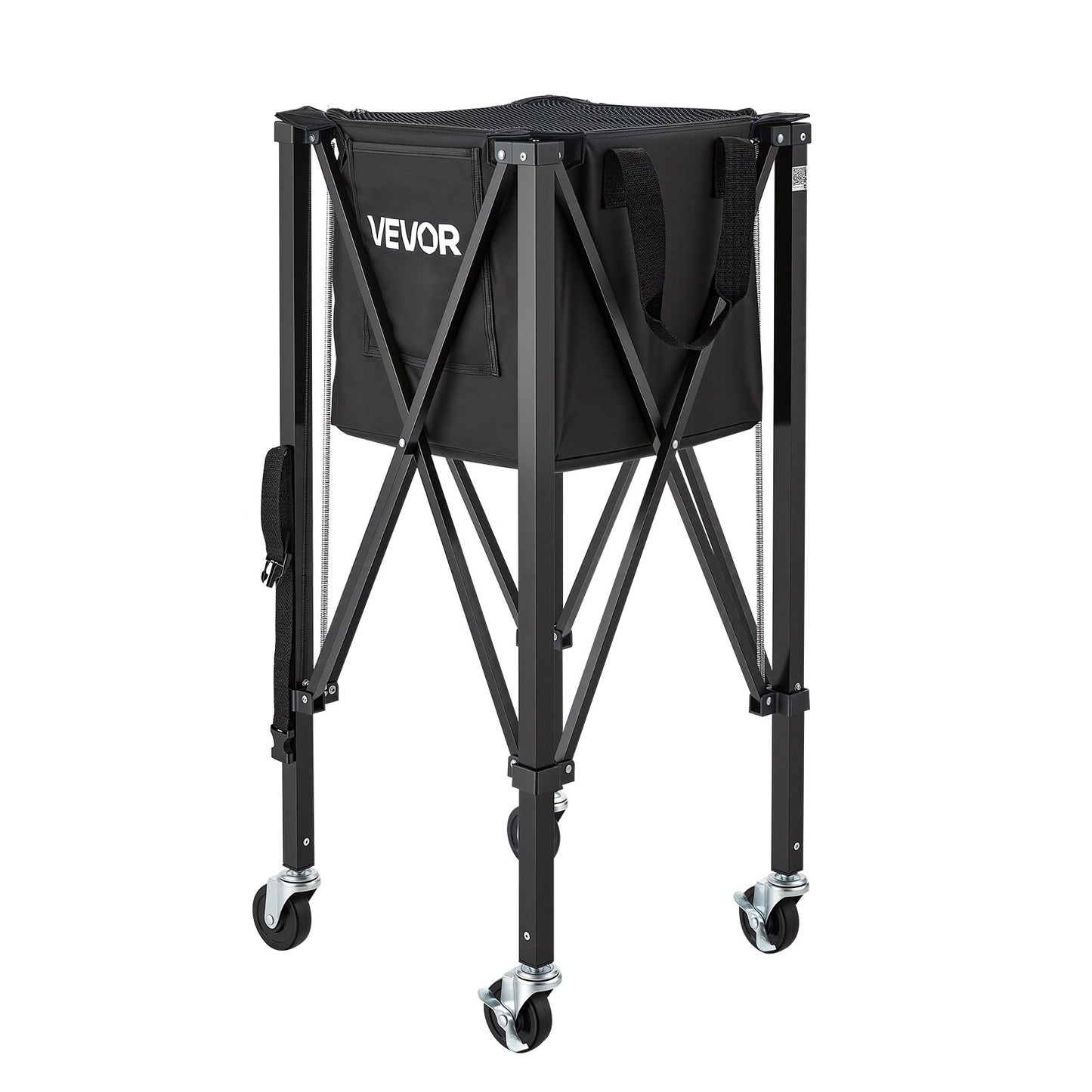 Tennis Ball Hopper, Holds 150 Tennis Balls, Foldable Pickleball Basket Cart with Wheels for Easy Pick Up, Lightweight Aluminum Alloy, Portable Pickleball Caddy with Storage Bag, for Training