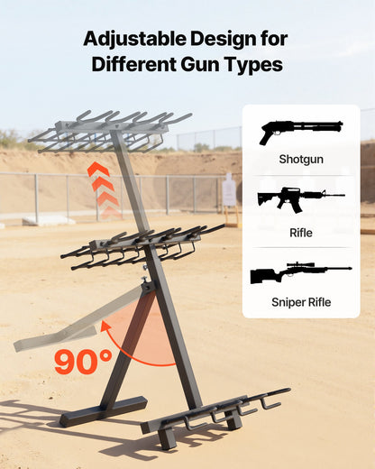 Gun Rack, Portable, Folding Heavy Duty Steel Rifle Shotgun Rack Stand, Freestanding Indoor Outdoor Gun Display Storage, Holds Up to 7 Pistols and 4 Rifles or Shotguns, for Shooting Hunting Range