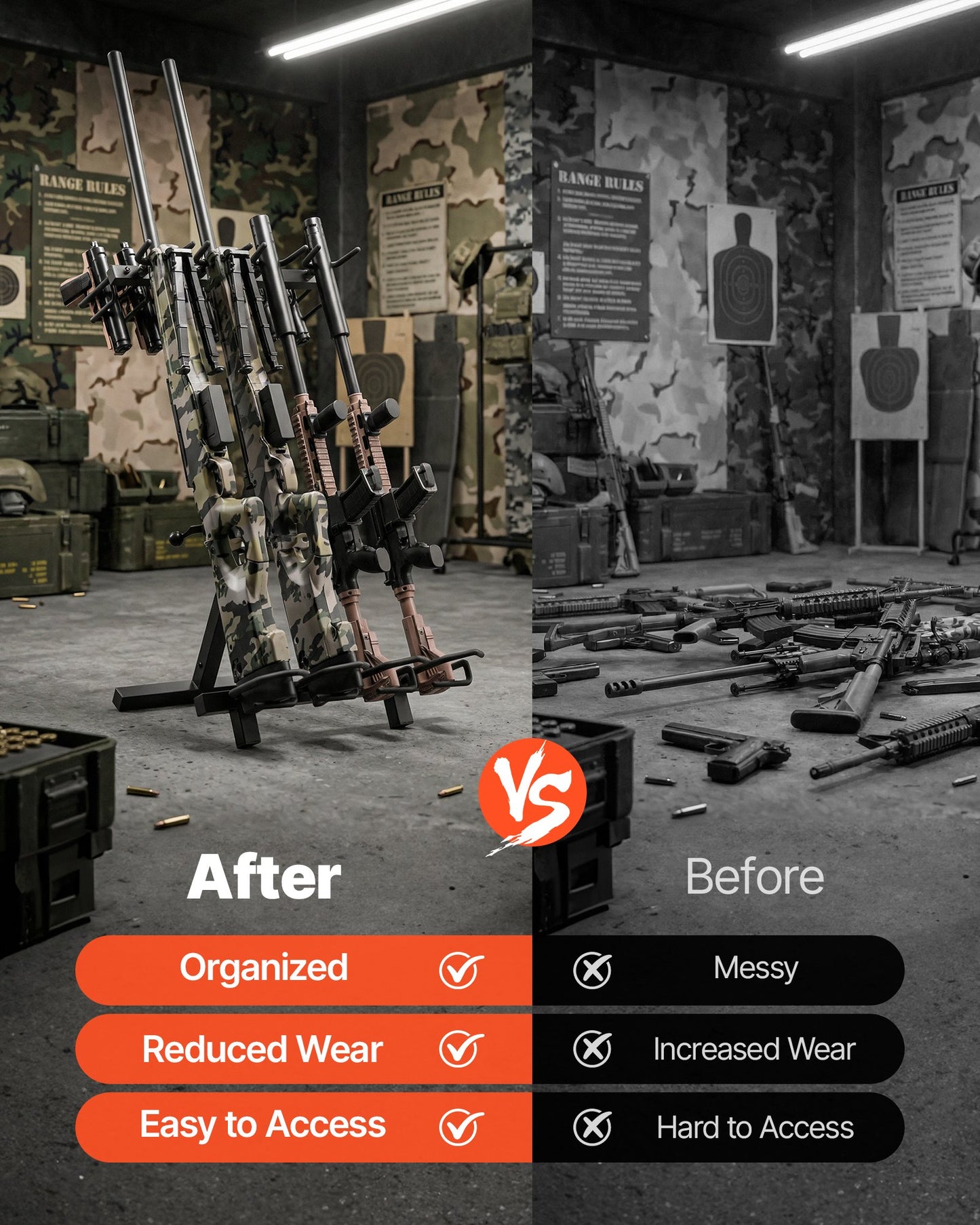 Gun Rack, Portable, Folding Heavy Duty Steel Rifle Shotgun Rack Stand, Freestanding Indoor Outdoor Gun Display Storage, Holds Up to 7 Pistols and 4 Rifles or Shotguns, for Shooting Hunting Range