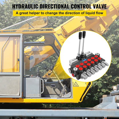 Hydraulic Directional Control Valve, 6-Spool, 11 GPM, G1/2 Port, 11 kg