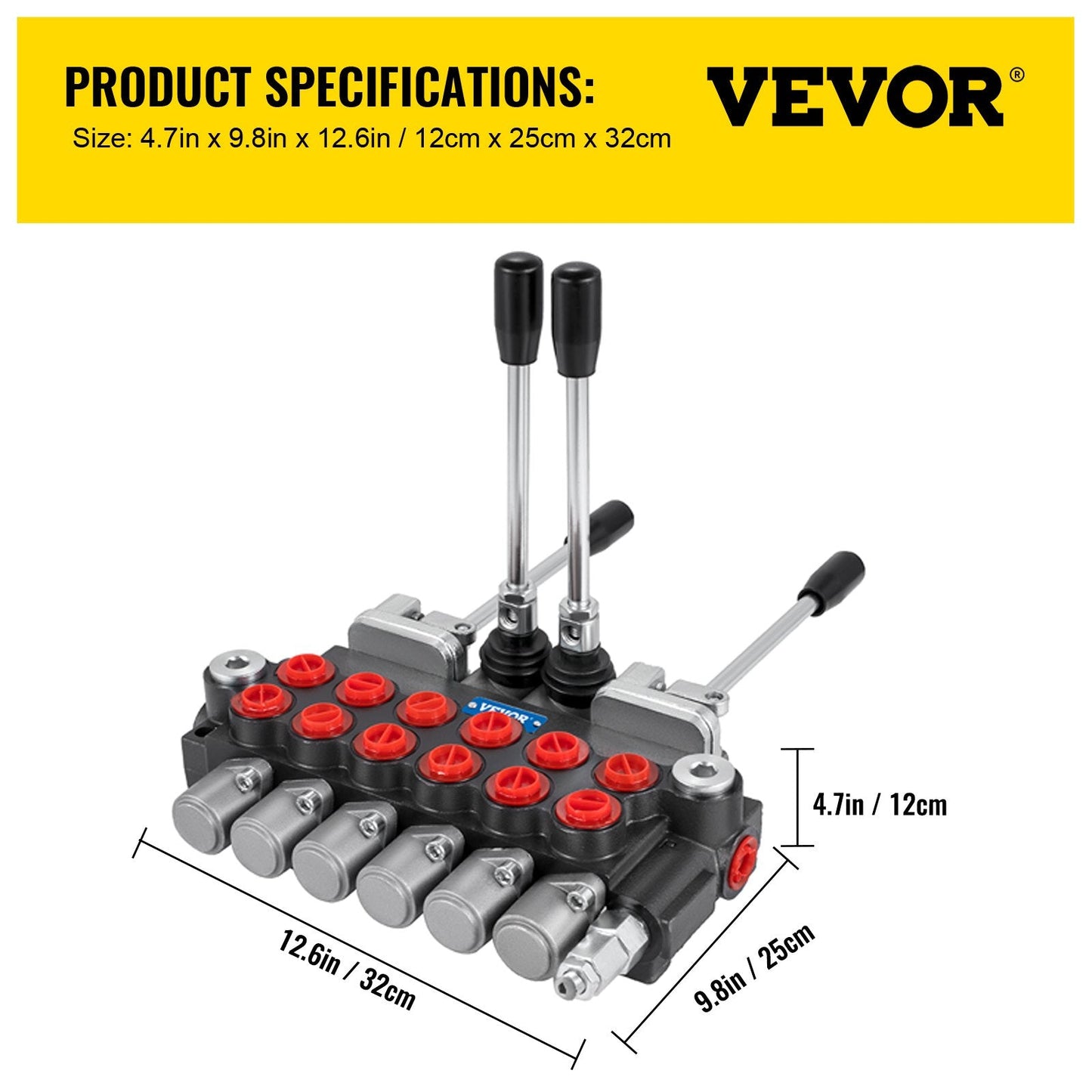 Hydraulic Directional Control Valve, 6-Spool, 11 GPM, G1/2 Port, 11 kg