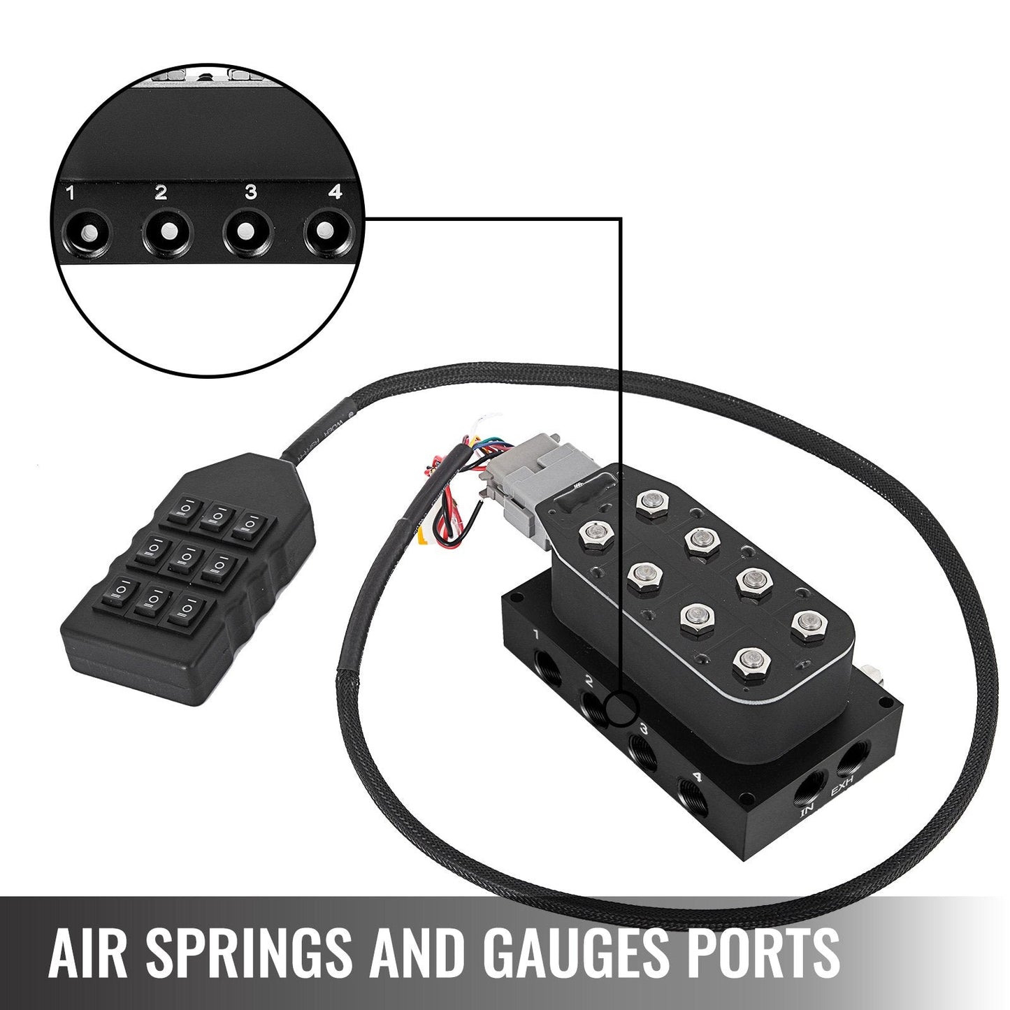 AirRide Suspension Control Kit with Solenoid Valve Manifold and Wiring Harness