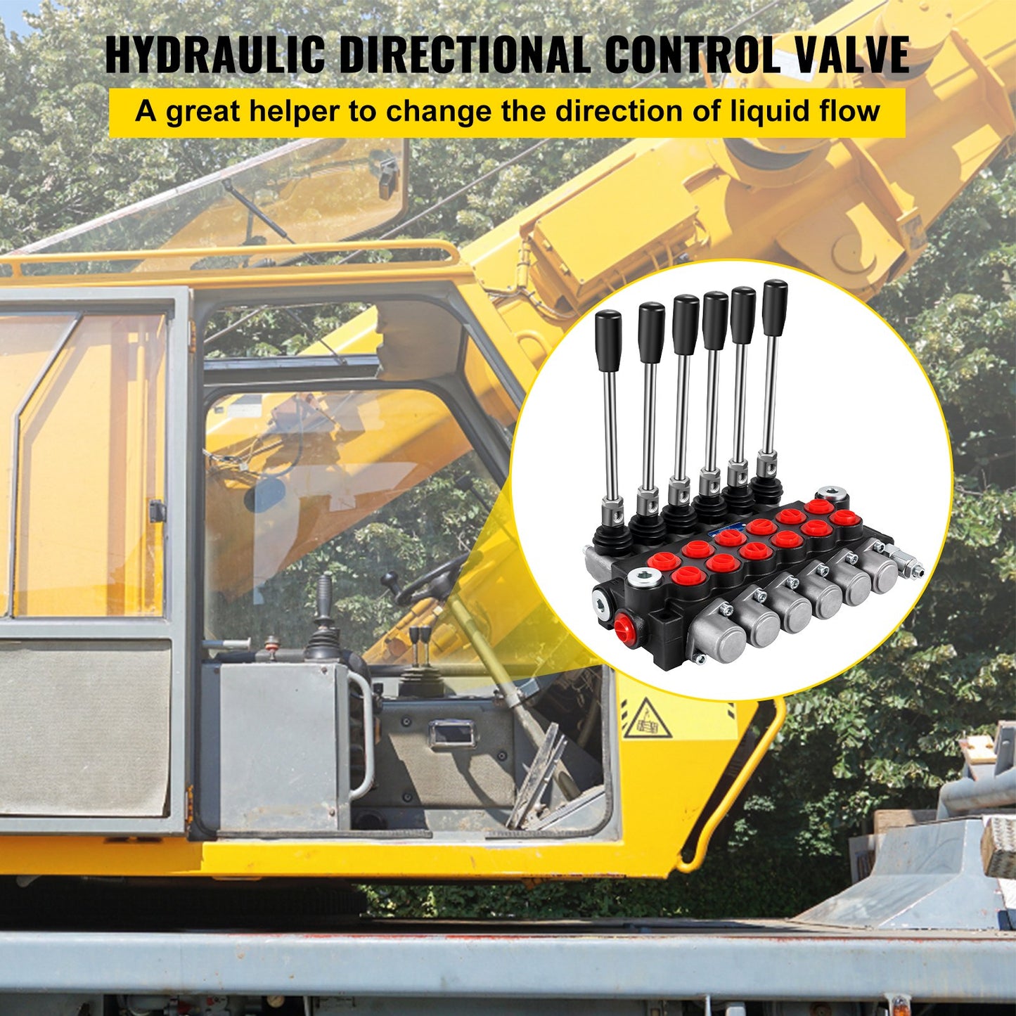 VEVOR Hydraulic Directional Control Valve, 6 Spool Hydraulic Spool Valve, 11 GPM