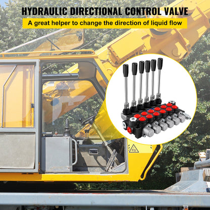 VEVOR Hydraulic Directional Control Valve, 6 Spool Hydraulic Spool Valve, 11 GPM