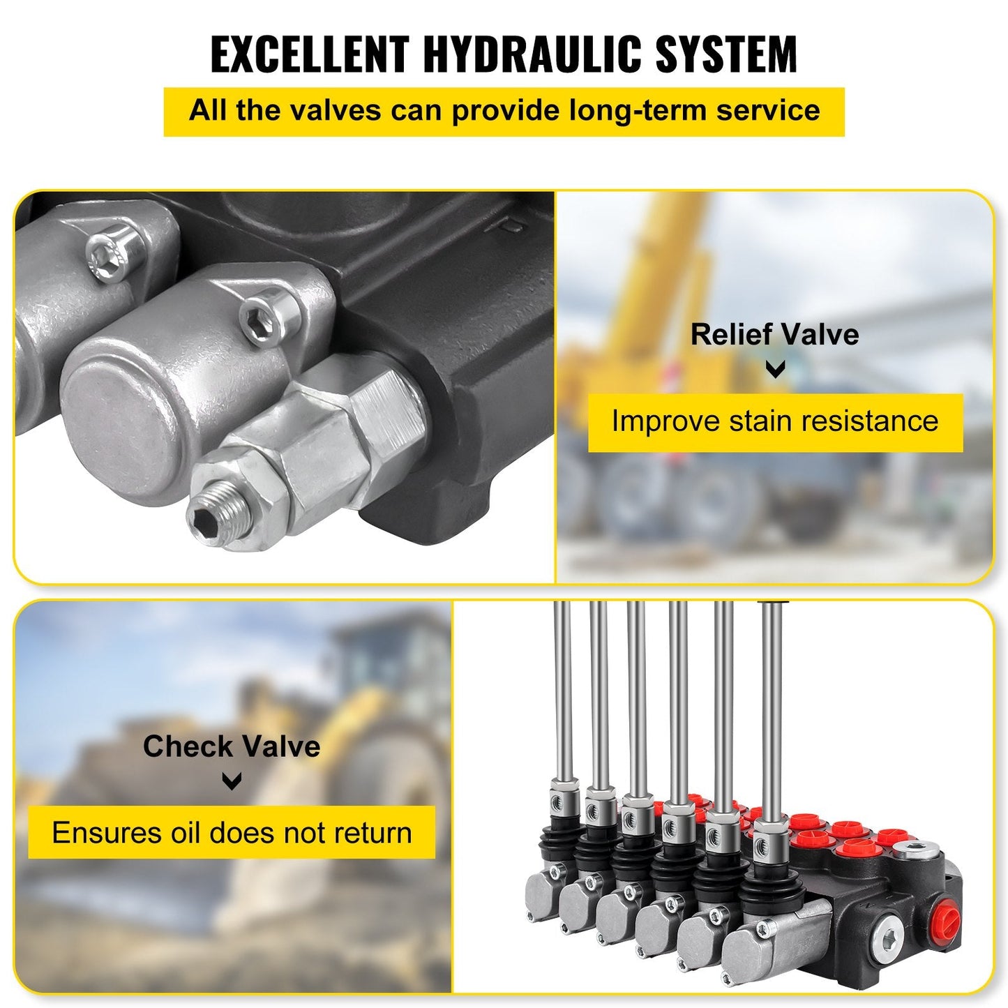 Hydraulic Control Valve, 6-Spool, 11 GPM, 3600 PSI for Tractors and Loaders