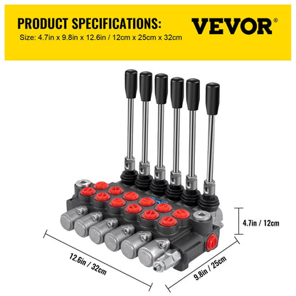 Hydraulic Control Valve, 6-Spool, 11 GPM, 3600 PSI for Tractors and Loaders