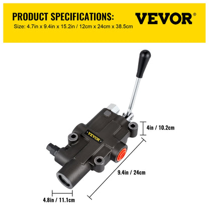 VEVOR Hydraulic Directional Control Valve, 1 Spool Hydraulic Spool Valve, 21 GPM