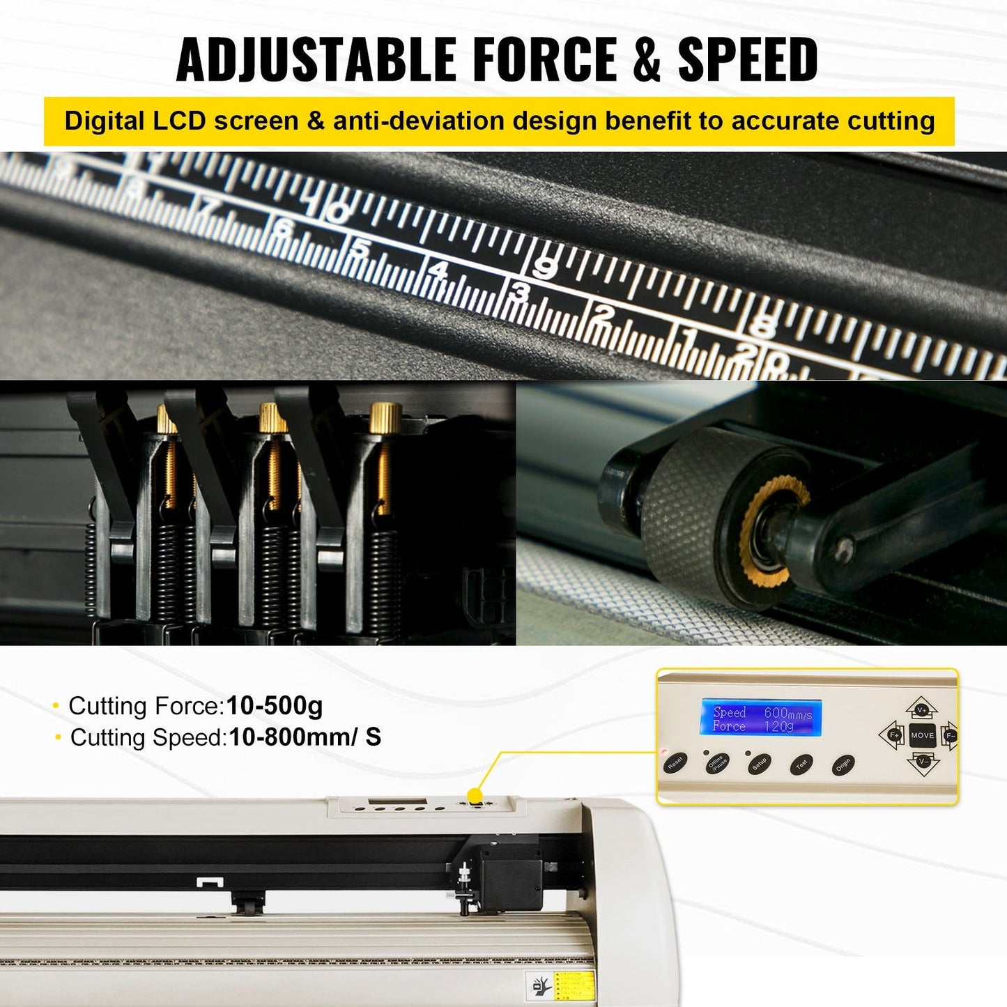 28.3" Vinyl Cutter with Stand, 720mm Feed, LCD Display, Windows Compatible