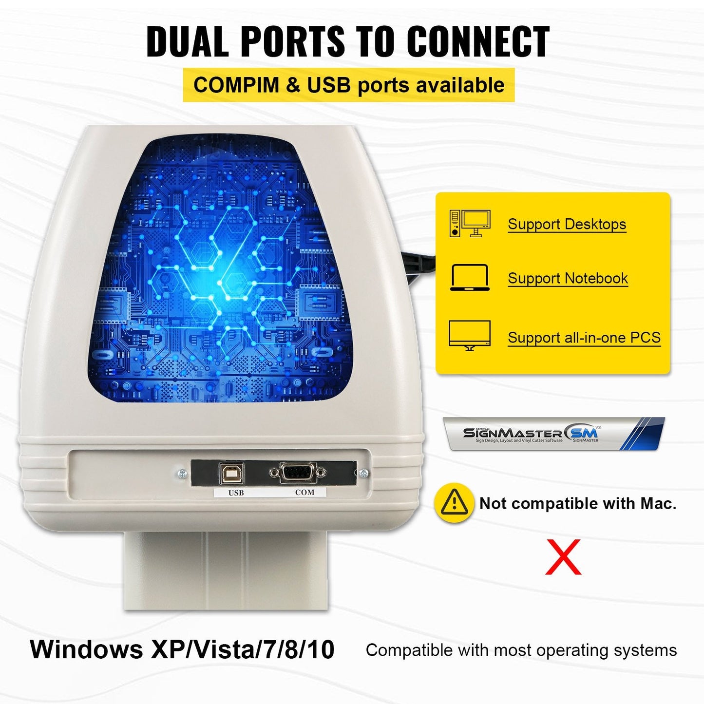 28.3" Vinyl Cutter with Stand, 720mm Feed, LCD Display, Windows Compatible