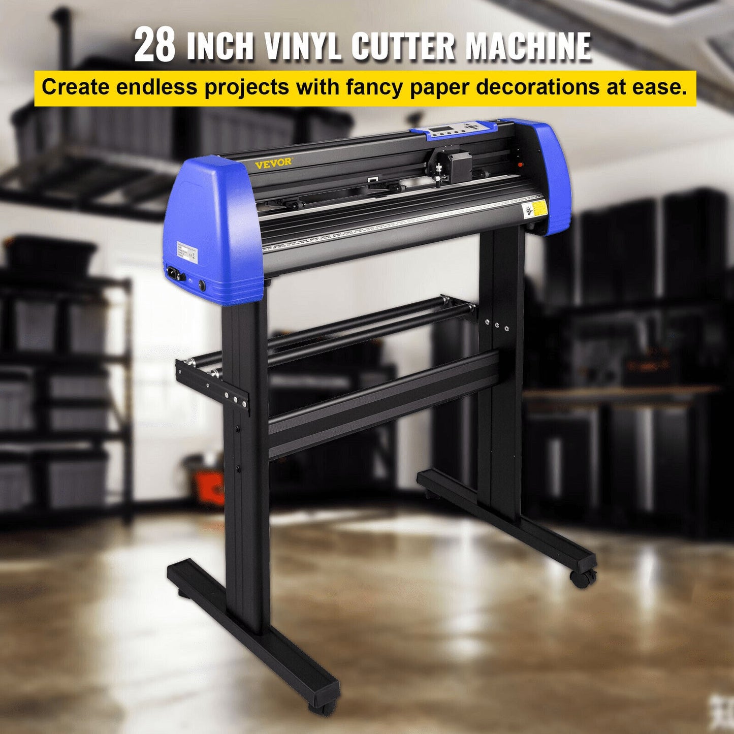 720mm Vinyl Cutter Plotter with LCD, Software, and 20 Blades, Black