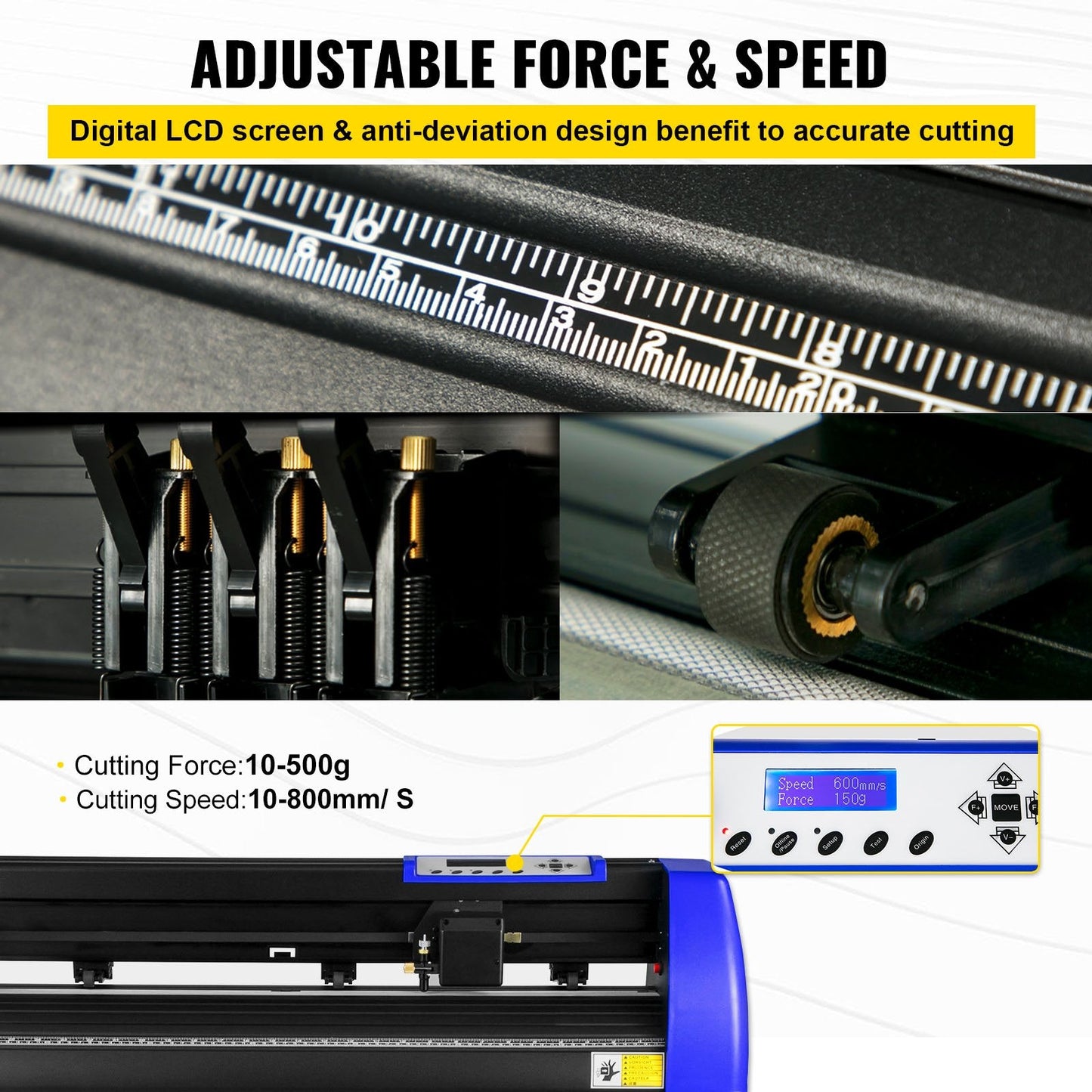 720mm Vinyl Cutter Plotter with LCD, Software, and 20 Blades, Black